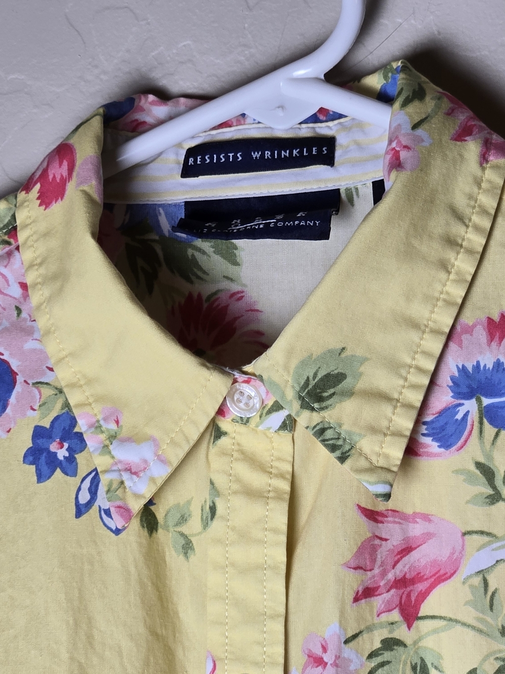 Liz Claiborne Womens Yellow Floral Button Up Shirt 3/4 Sleeve Size 8 Cottagecore - Picture 4 of 11